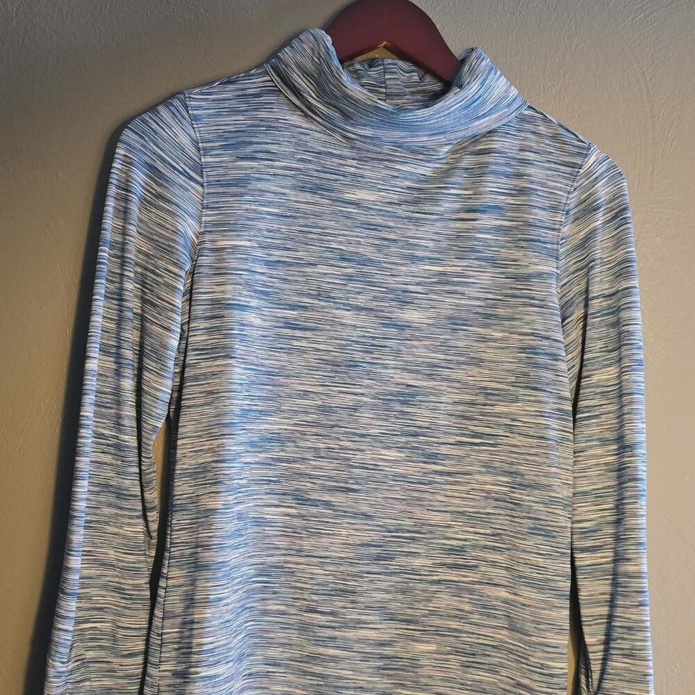 Merrell Womens sz S Top Blue Heathered Athletic Turtleneck Long Sleeve